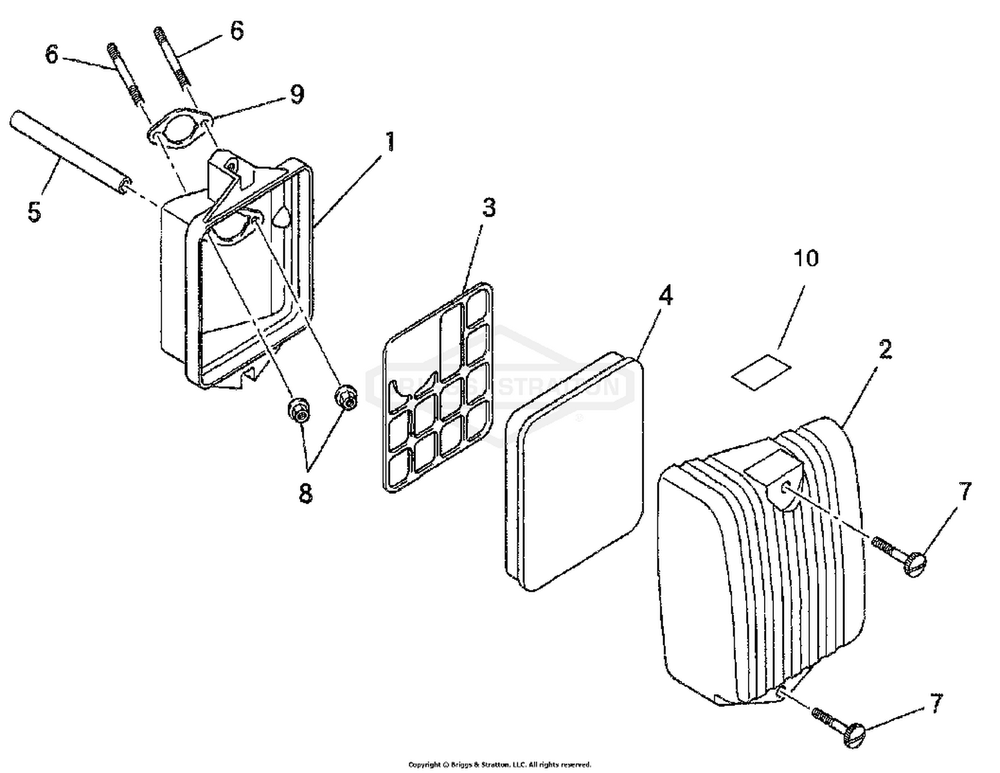 Air Cleaner Diagram and Parts List for 1504-2  Briggs and Stratton Generator